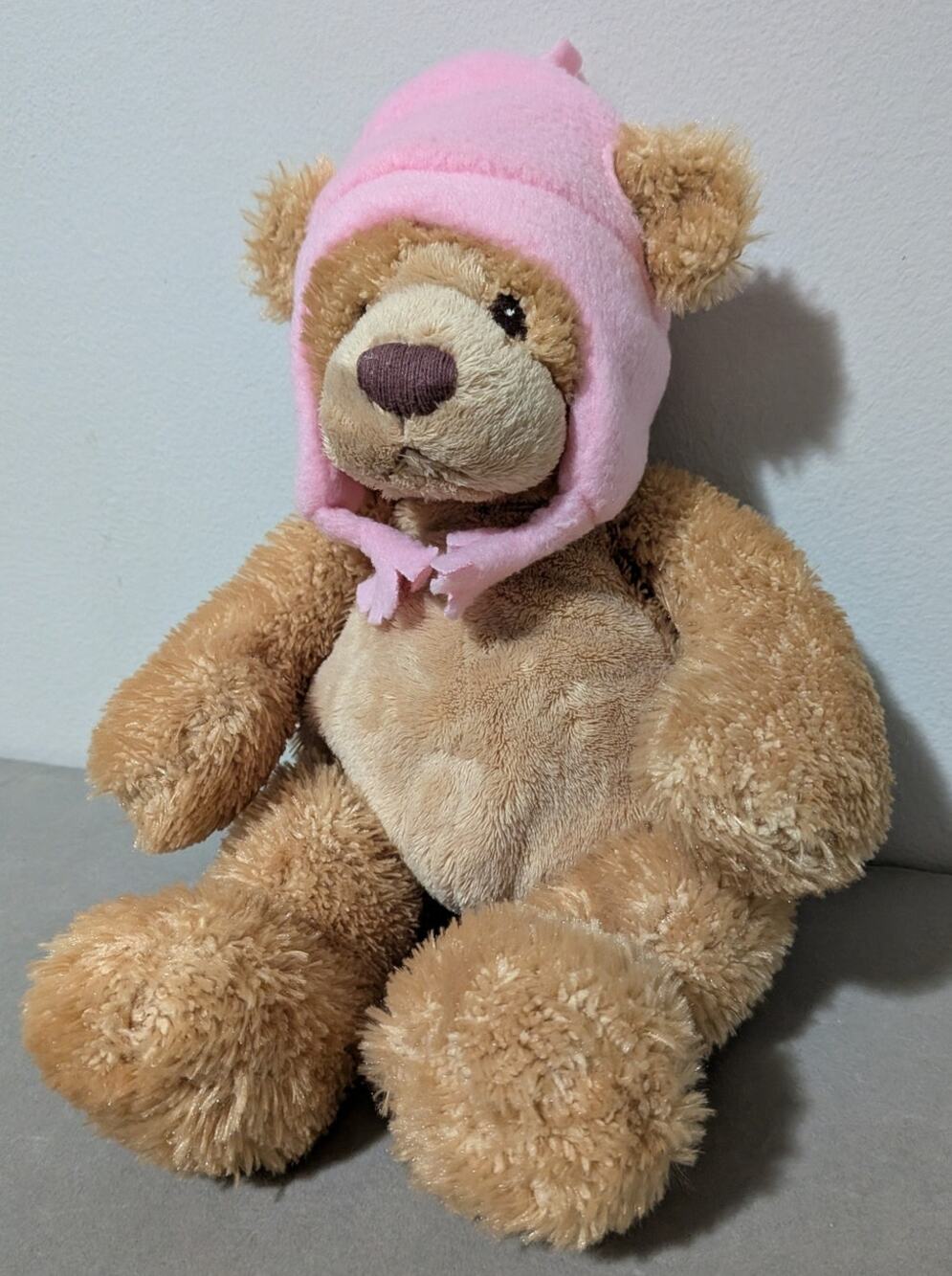 Baby Gund Winter Teddy Bear Pink Fleece Hat Plush Stuffed Animal 45954 10"